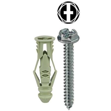 Dottie Triple-Grip Screw Anchor, 1-1/2" L, Nylon TG12KHX